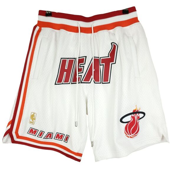 Just Don Miami Heat Mitchell & Ness NBA‎ Medium Jersey Shorts White Red New